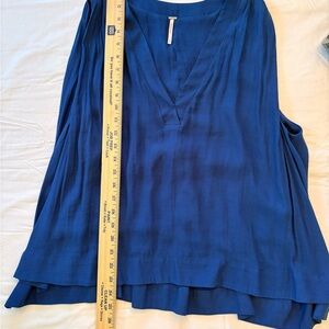 Free People Royal Blue V-Neck Blouse